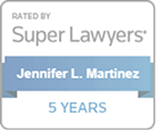 Super Lawyers 5 years recognition badge for Jennifer L. Martinez
